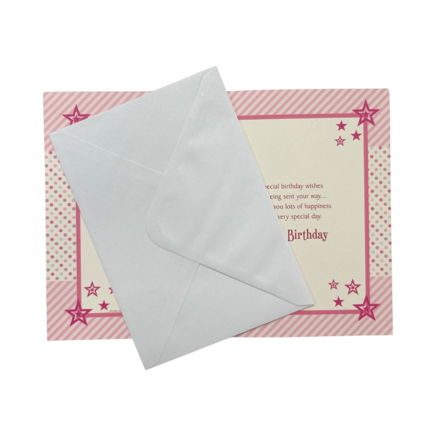 Age 04 Female Juvenile Pink Stars Design Birthday Card