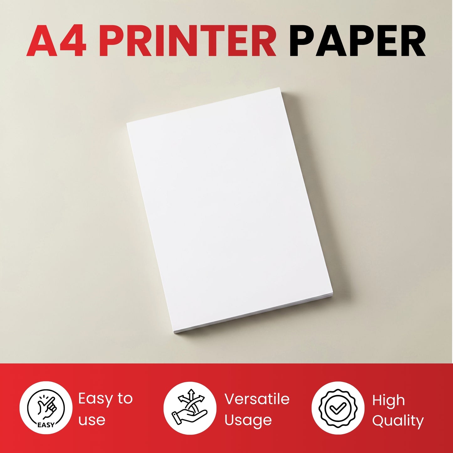 A4 Copier Paper 80gsm – 5 Reams (2500 Sheets) | High-Quality White Copy Paper for Inkjet, Laser Printers & Photocopiers