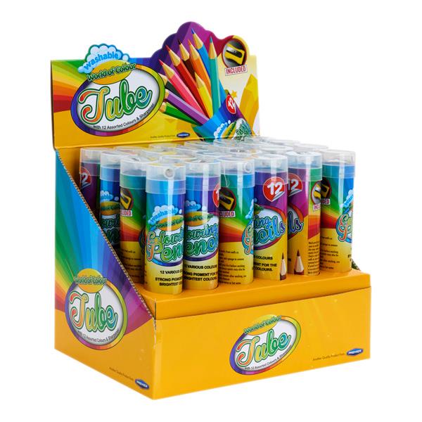 Tube of 12 Assorted Colouring Pencils with Sharpener