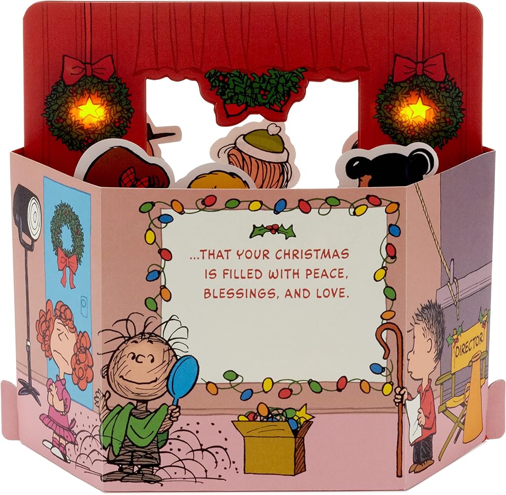 Peanuts Comics Musical Light Up Pop Up 3D Christmas Card