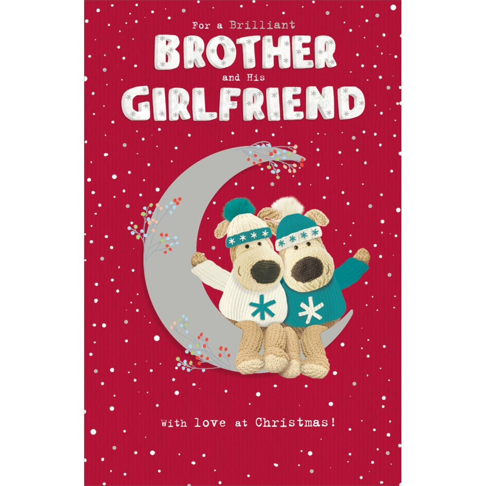 Boofles Sitting On Moon Brother and His Girlfriend Christmas Card