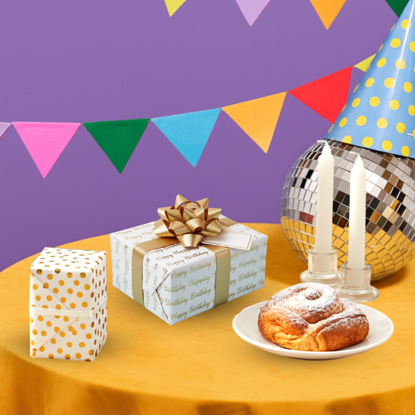 12 x Pack of 10 Teddy Bear Luxury Gold Metallic Plastic-Free 18gsm Tissue Paper Sheets 50x70cm - Patterned Tissue Paper for Xmas, New Year, Party, Wedding, Birthday Packing Present Gift Box DIY Art Crafts