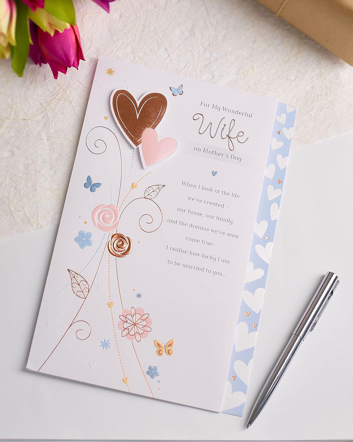 Traditional Heart Design For Wonderful Wife Mother's Day Card