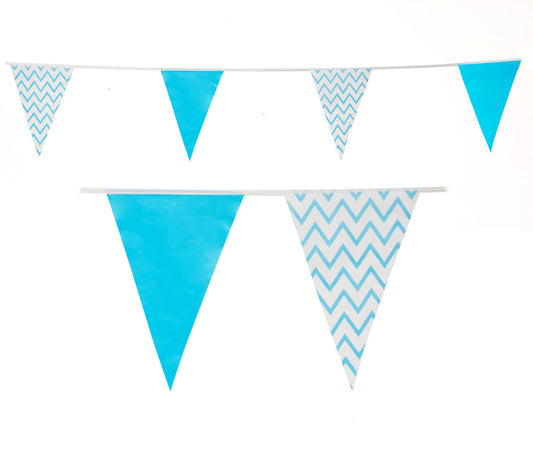 Blue and White Pattern Bunting 10m with 20 Pennants