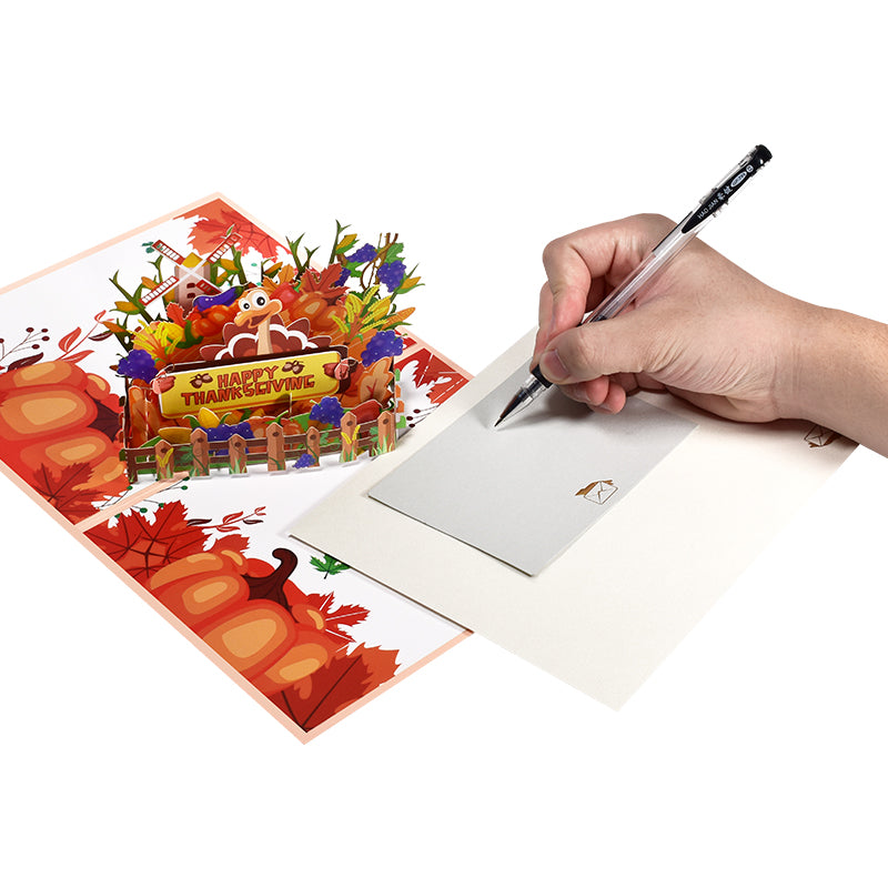 Turkey in Farm Happy Thanksgiving 3D Pop Up Greeting Card