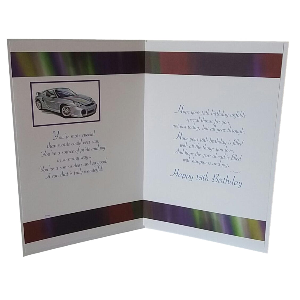 For A Special Son's 18th Birthday Sport Car Design Greeting Card