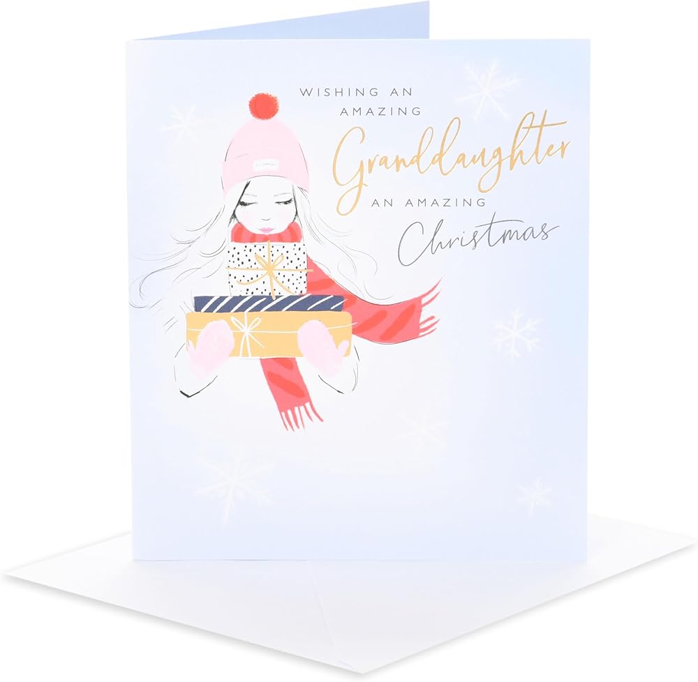 Girl in Hat & Scarf Granddaughter Christmas Card