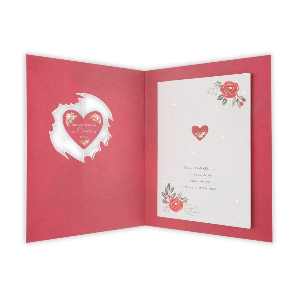 Foliage and Heart Spinner Design Wife Winterberry Christmas Card Large
