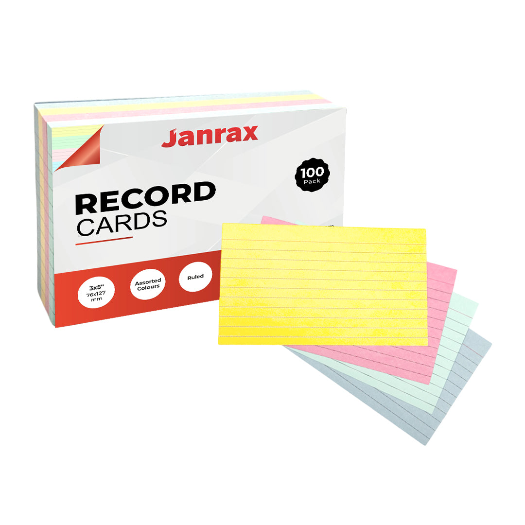 Pack of 600 Assorted Colour Ruled 5x3" Record Cards – Lined Study Index Cards for Notes, Revision