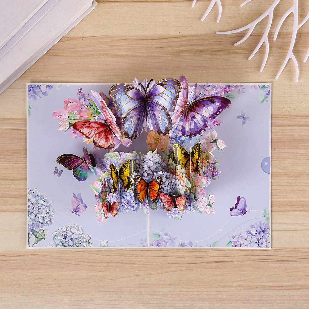Blue and Purple Butterfly 3D Pop Up Greeting Card - Birthday Mother Anniversary Valentine's Day