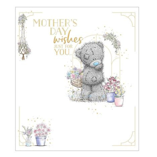 Bear With Flower Basket Mother's Day Wishes Greeting Card