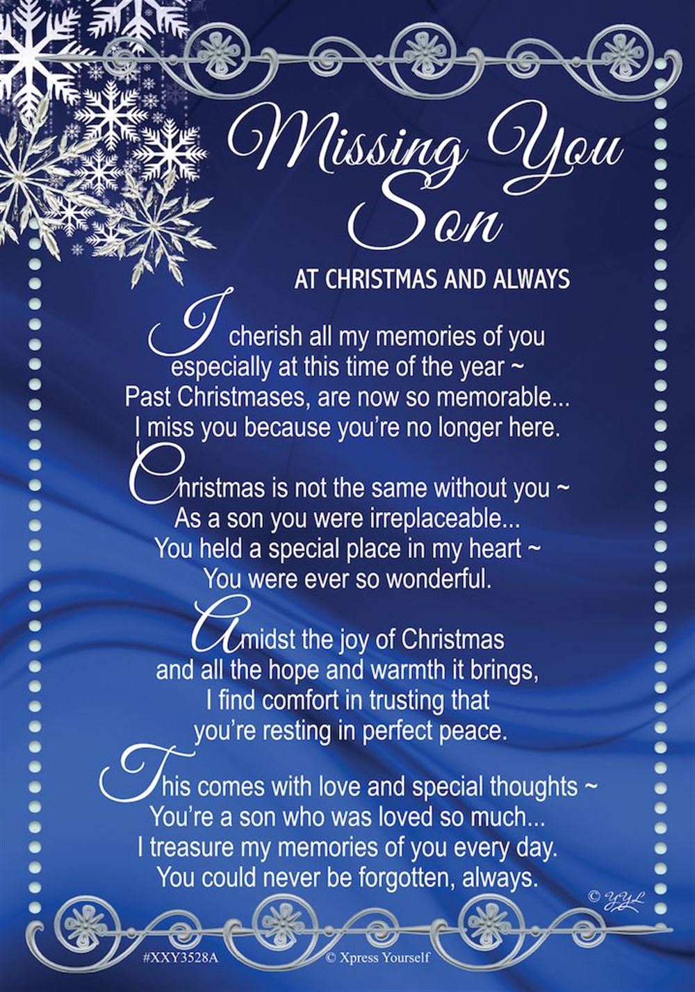 Missing You Son at Christmas Graveside Keepsake Card