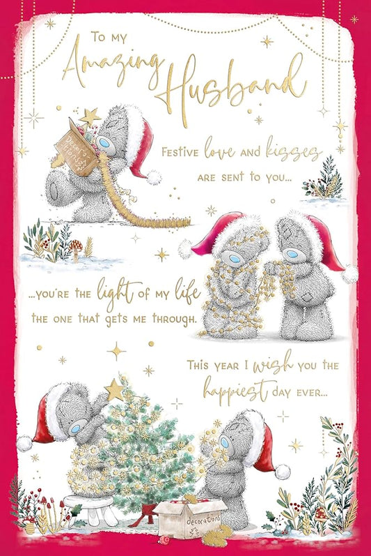 Bears Decorating Xmas Tree Storyboard To My Wonderful Husband Christmas Card