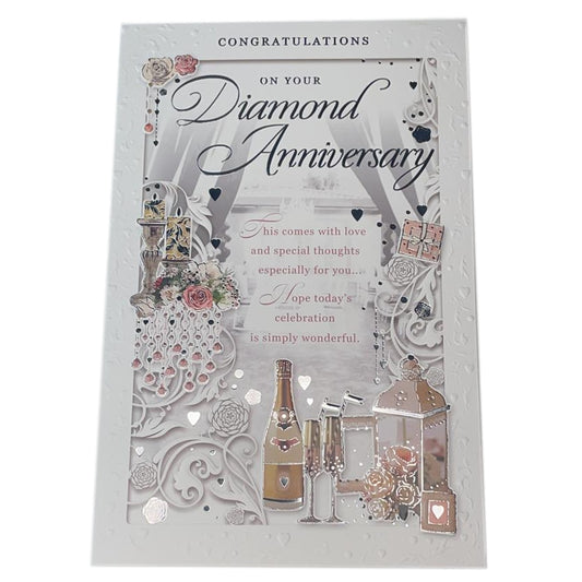 Congratulations On Your Diamond Anniversary Open Opacity Card