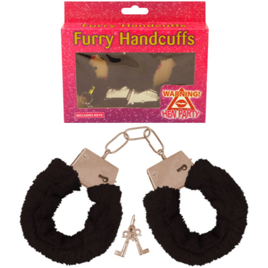 Black Furry Handcuffs and Keys