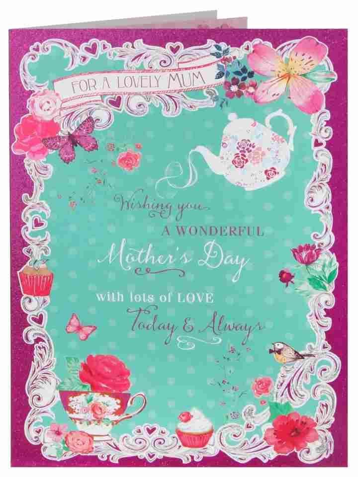 For A Lovely Mum Teapot and Teacup Nice Verse Mother's Day Card