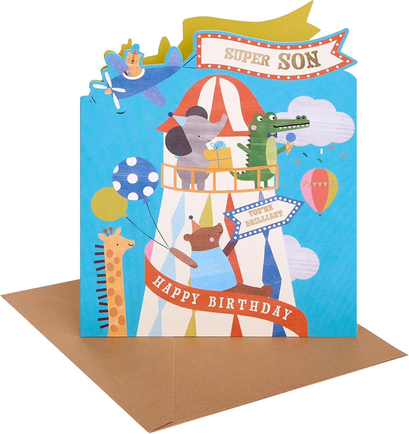 Safari Animals at Fun Fair Design Son Birthday Card
