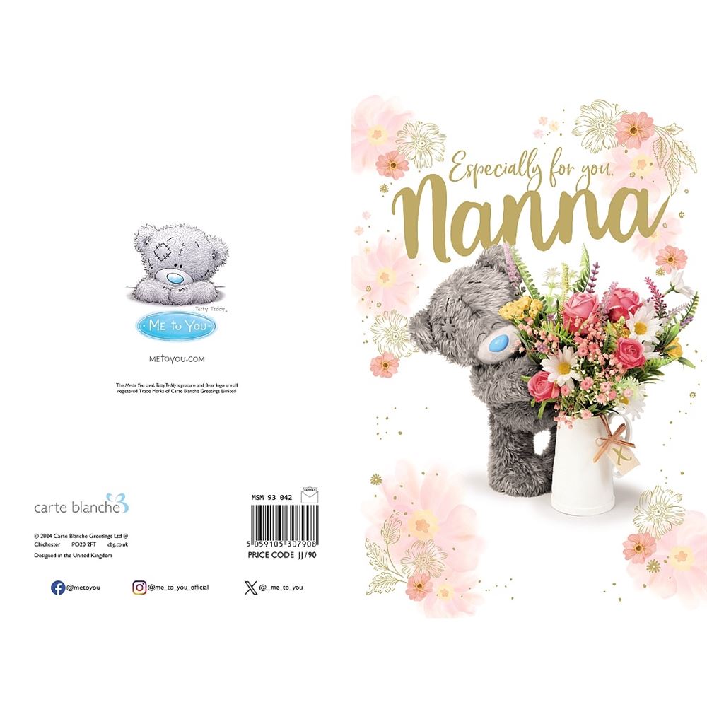 Bear And Vase Of Flowers Nanna Photo Finish Mother's Day Card