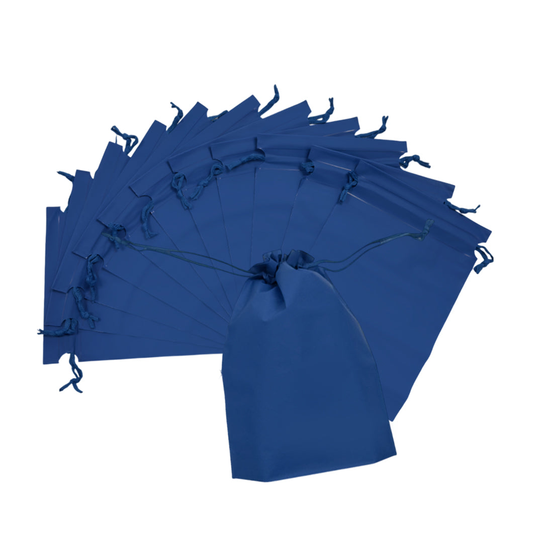 Pack of 50 Blue Coloured 21x29cm PEVA Frosted Drawstring Bags