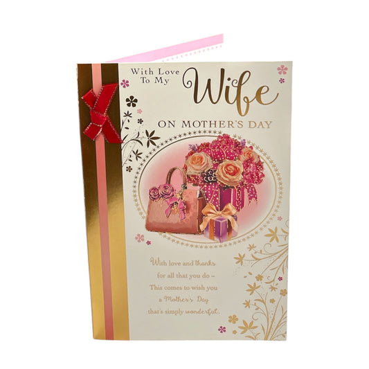 With Love To My Wife Purse And Flowers Design Mother's Day Card