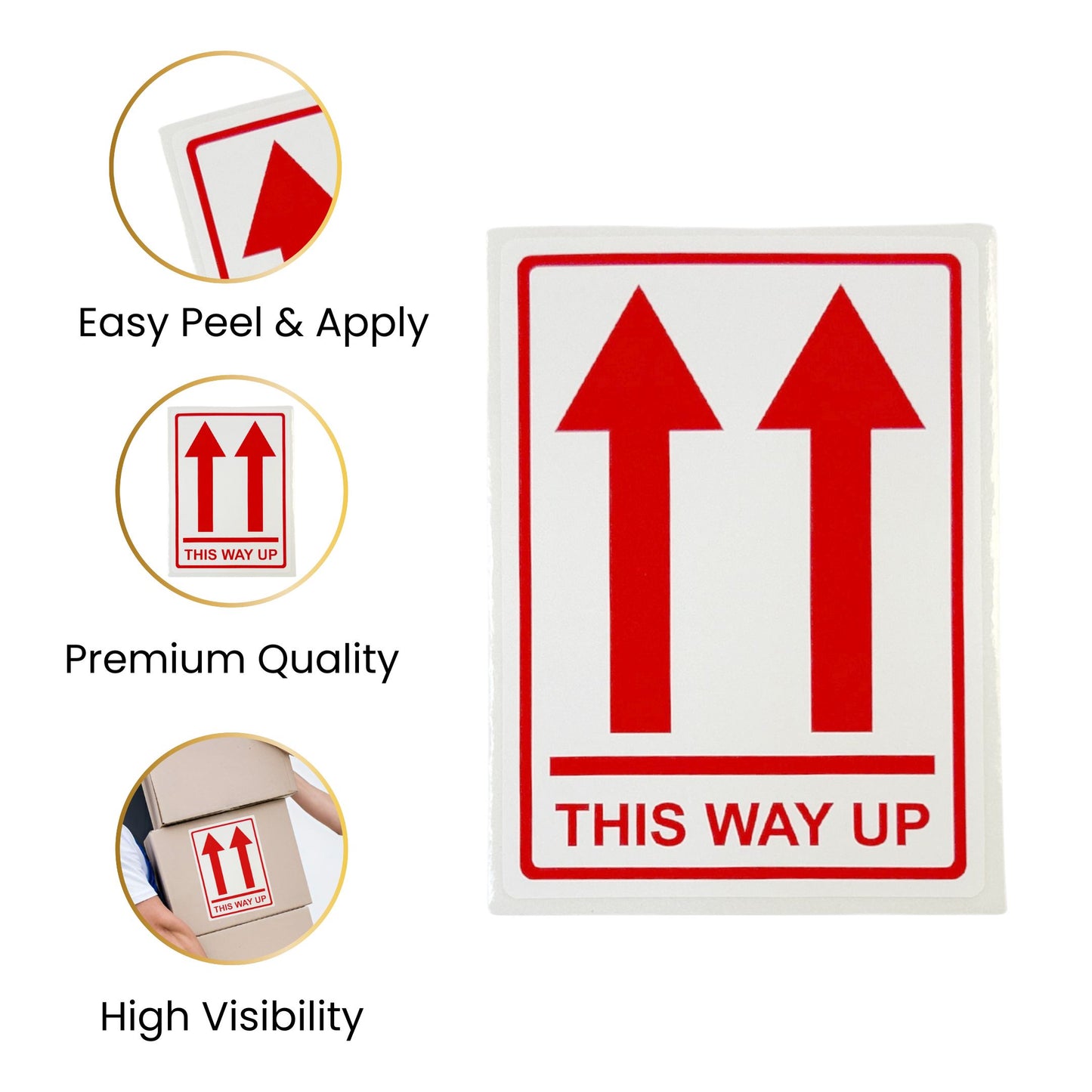 Pack of 3 This Way UP Self-Adhesive Labels 80x110mm