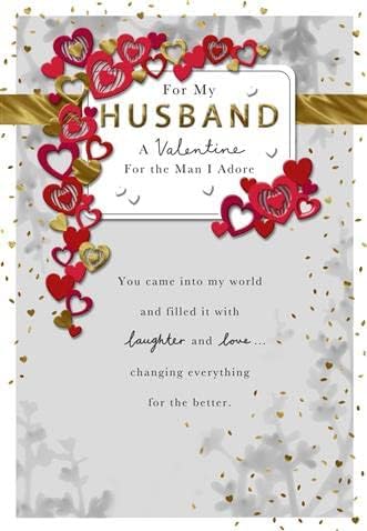 Man I Adore Husband Handfinished Large Valentine's Day Card