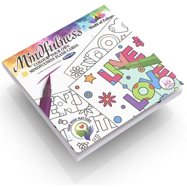 Book of 18 100x100mm Colour Your Own Mindfulness Flash Cards by World of Colour