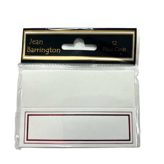 Pack of 12 Place Cards - White with Red Border