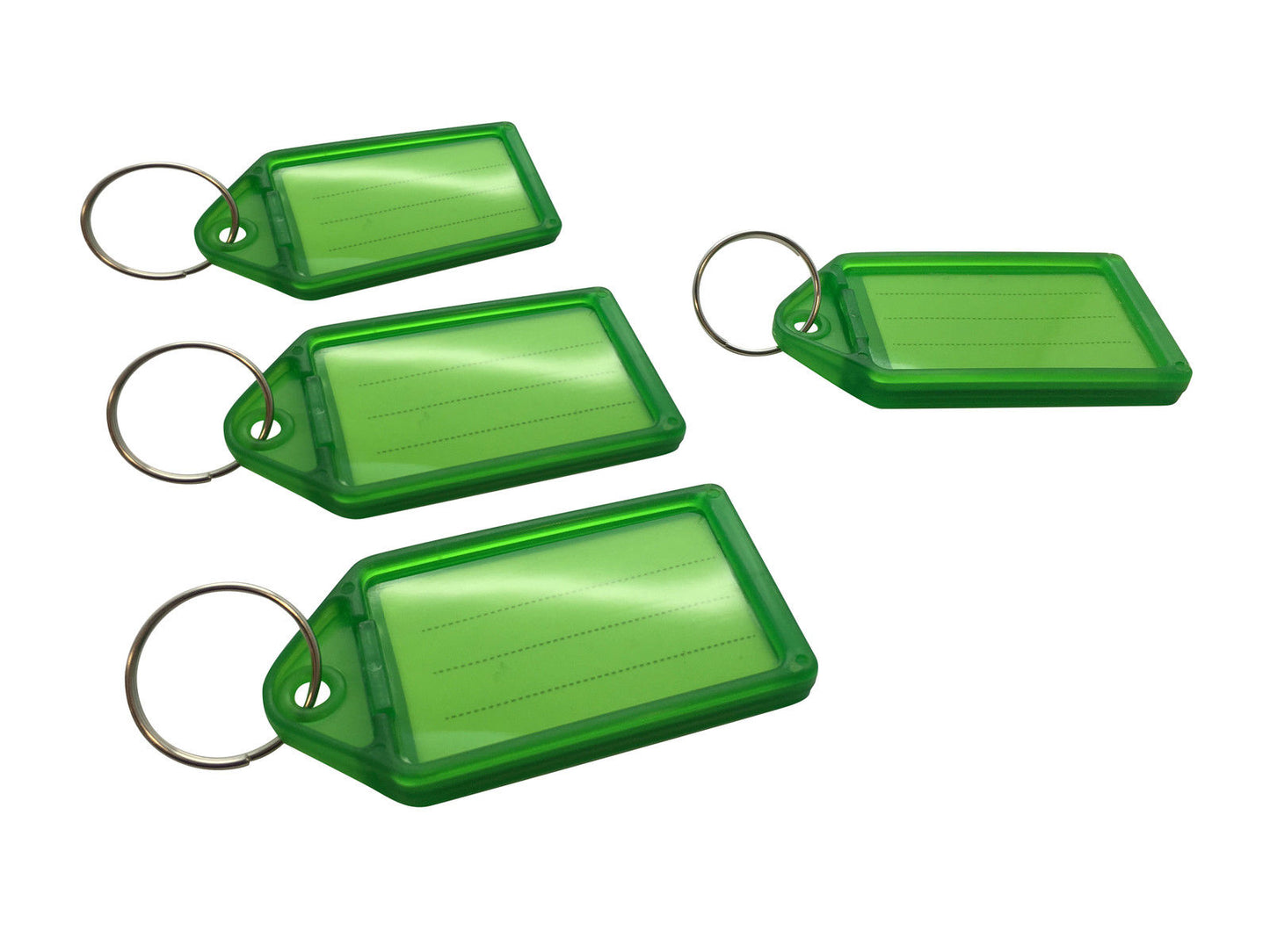 Pack of 50 Large Green Identity Tag Key Rings - Sliding Fob Keyrings Coloured