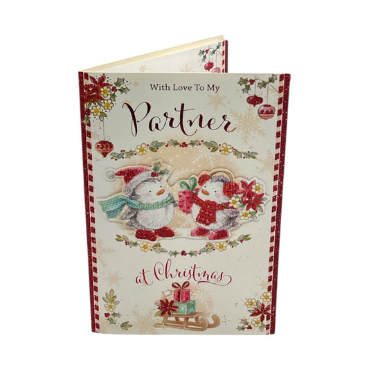 With Love to My Partner Penguins Festive Design Christmas Card