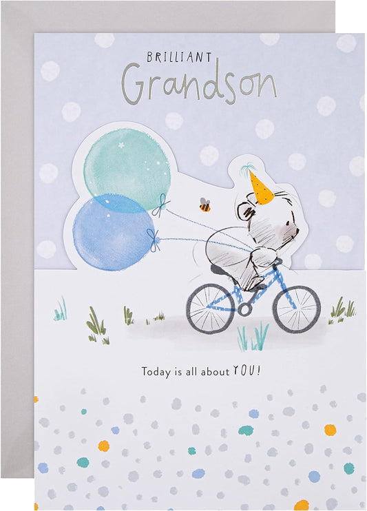 Cute Die Cut Illustrated Design Grandson Birthday Card