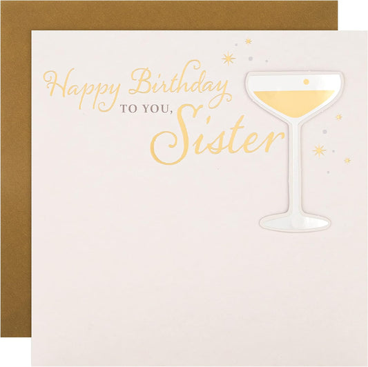 Traditional Celebratory Drink Design Sister Large Birthday Card