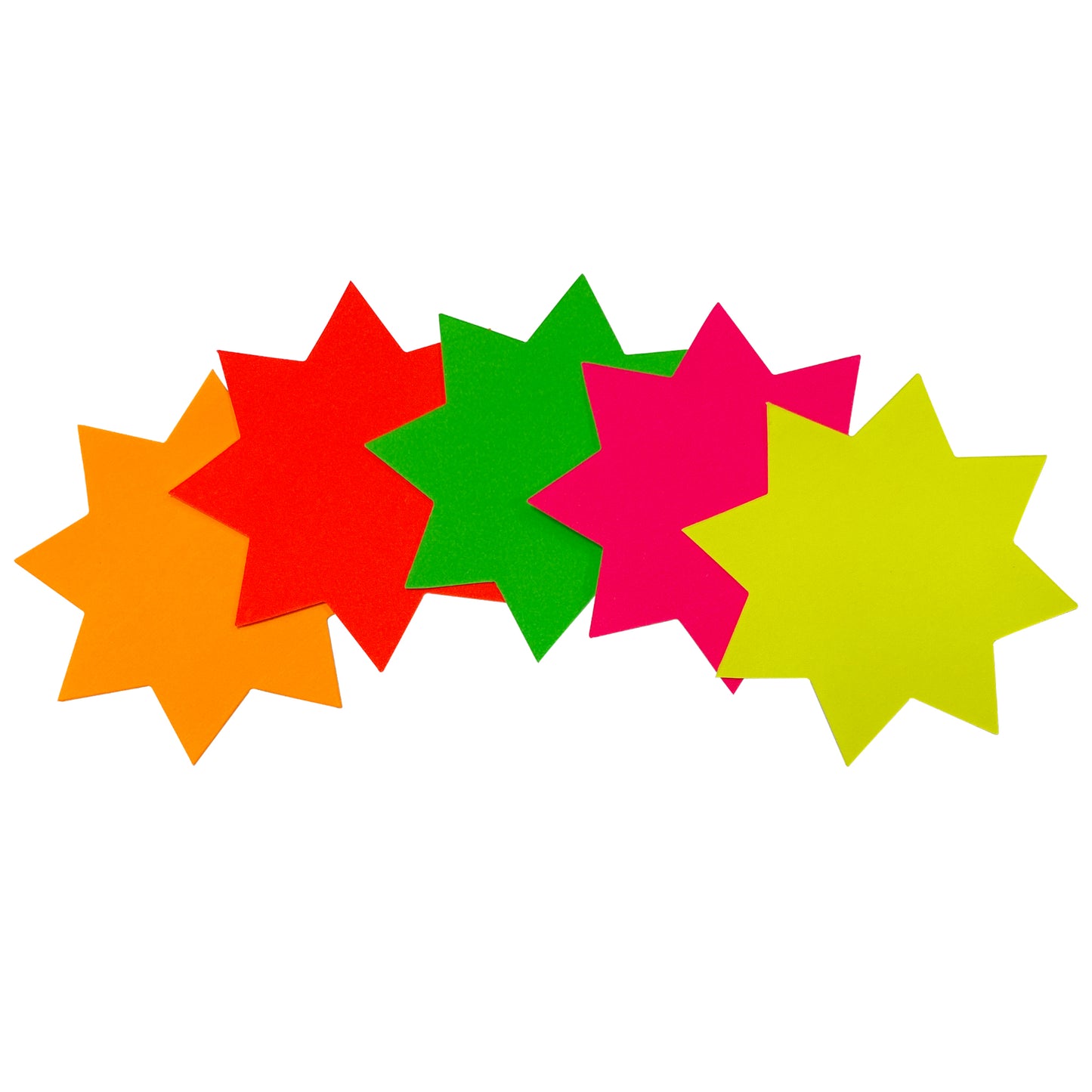 Pack of 40 Assorted Coloured Neon Fluorescent Stars 100 x 100mm