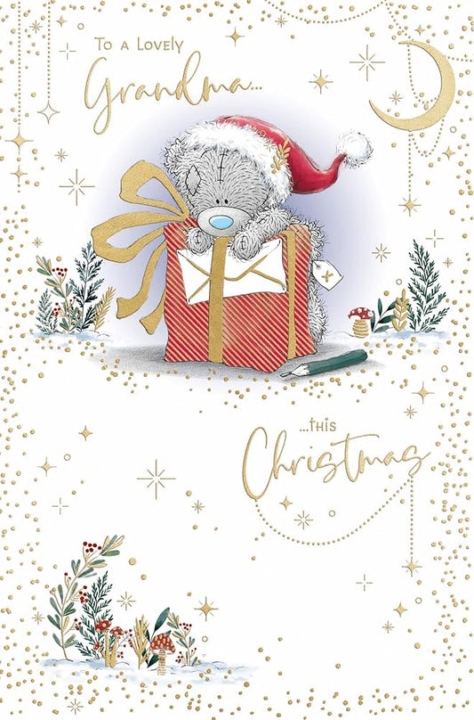 Bear Wrapping Gift Grandma Christmas Card
