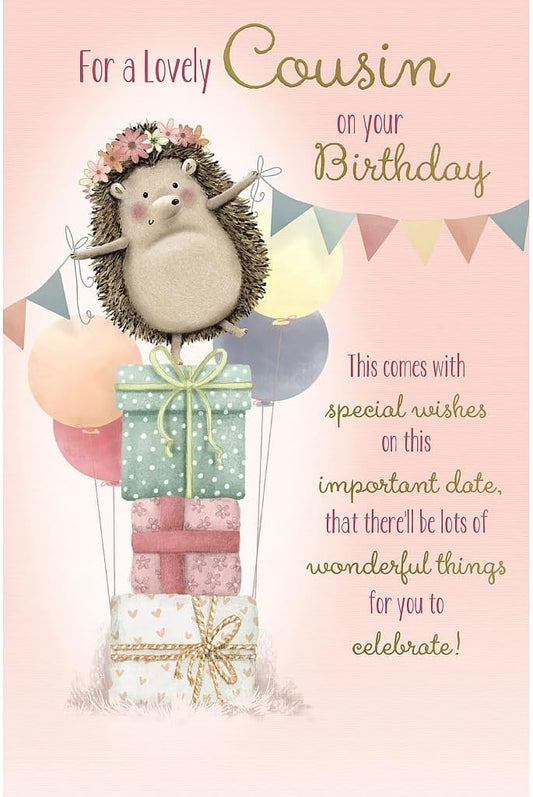 Hedgehog Design Lovely Cousin Birthday Card