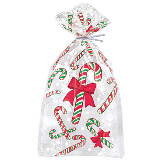 Pack of 20 Christmas Candy Cane Cellophane Bags