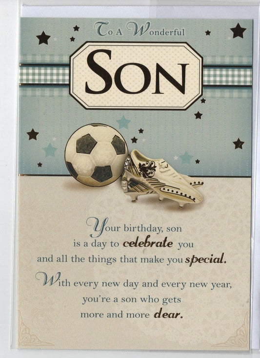 To a Wonderful Son Football And Shoes Design Birthday Card