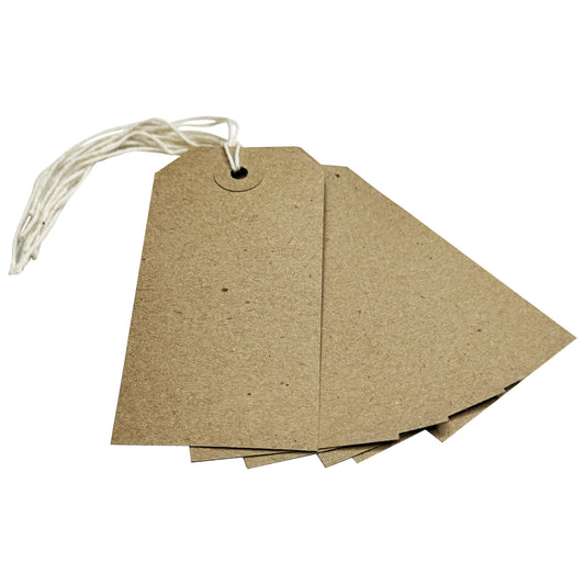 Pack of 100 Brown Buff Strung Tags 96mm x 48mm