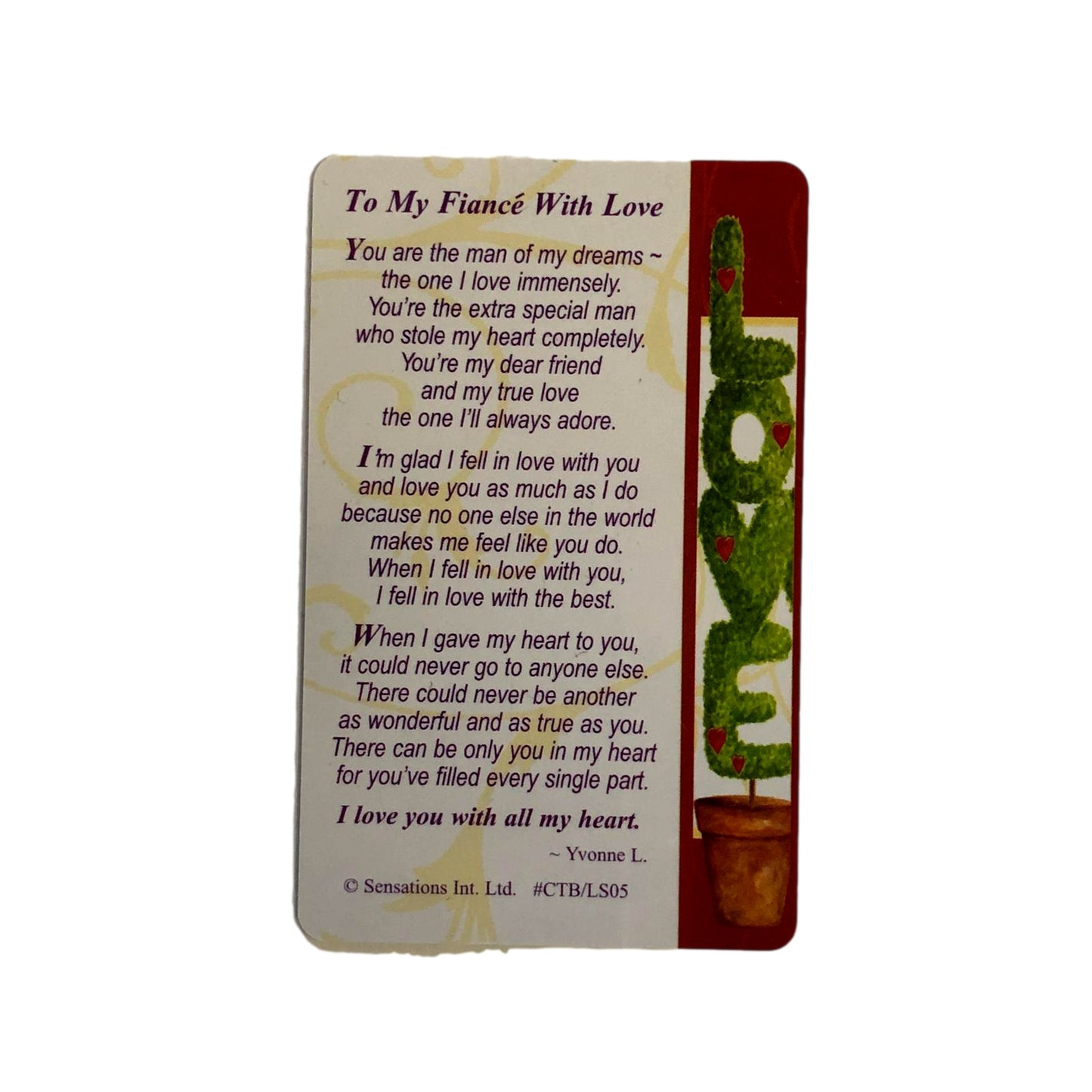 Sentimental Keepsake Wallet / Purse Card To My Fiance With Love