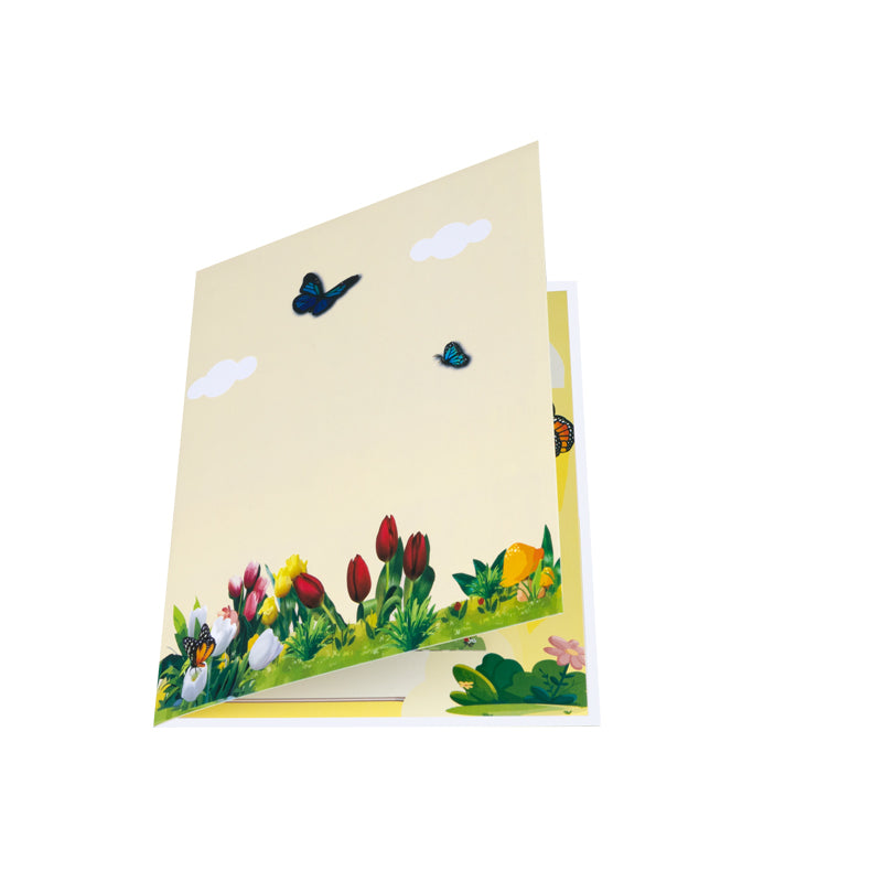 Garden of Joy Colorful Tulips 3D Pop Up Greeting Card