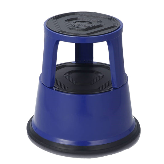 Blue Metal Rolling Kick Step Stool with 150kg Capacity