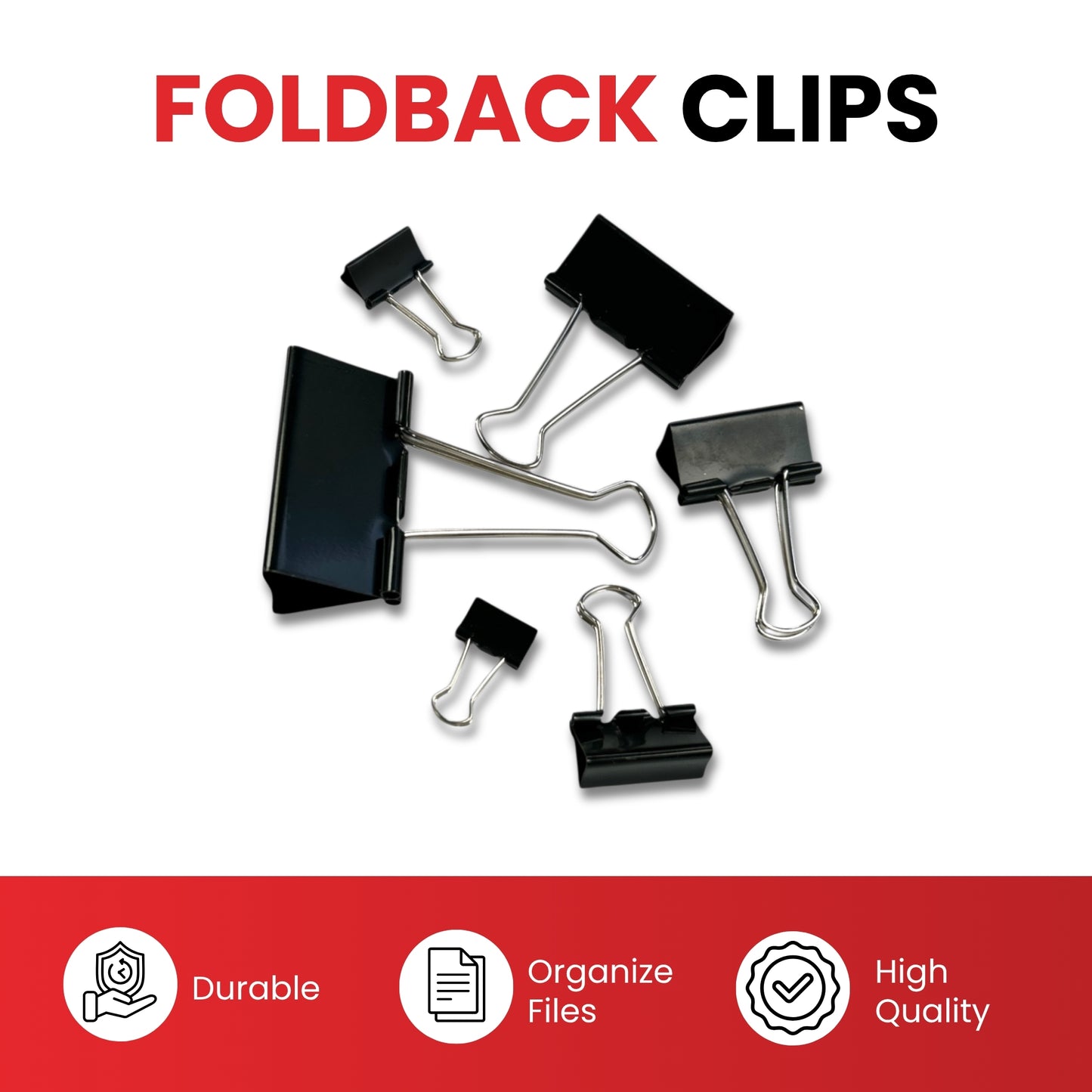 Pack of 48 Black 32mm Foldback Binder Clips