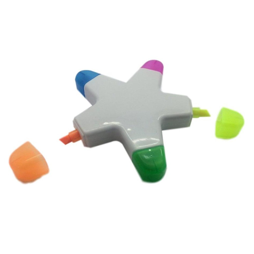 5 in 1 Highlighter Pen - Starfish Design - Yellow, Blue, Green, Orange, Pink