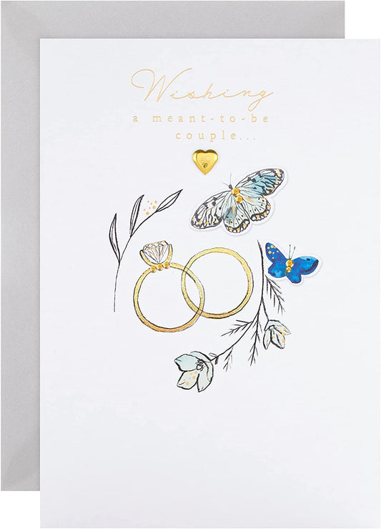 Traditional Gold Rings Design Wedding Congratulations Card for Couple