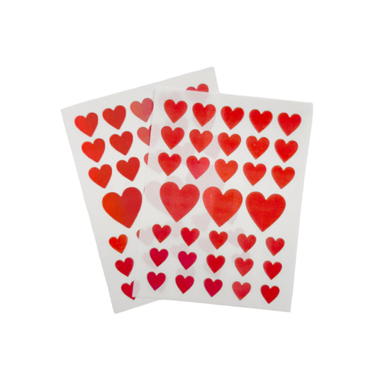 Pack of 396 Red Assorted Size Holographic Hearts Self-Adhesive Labels