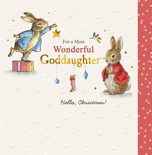 Illustrated Rabbits Goddaughter Christmas Card