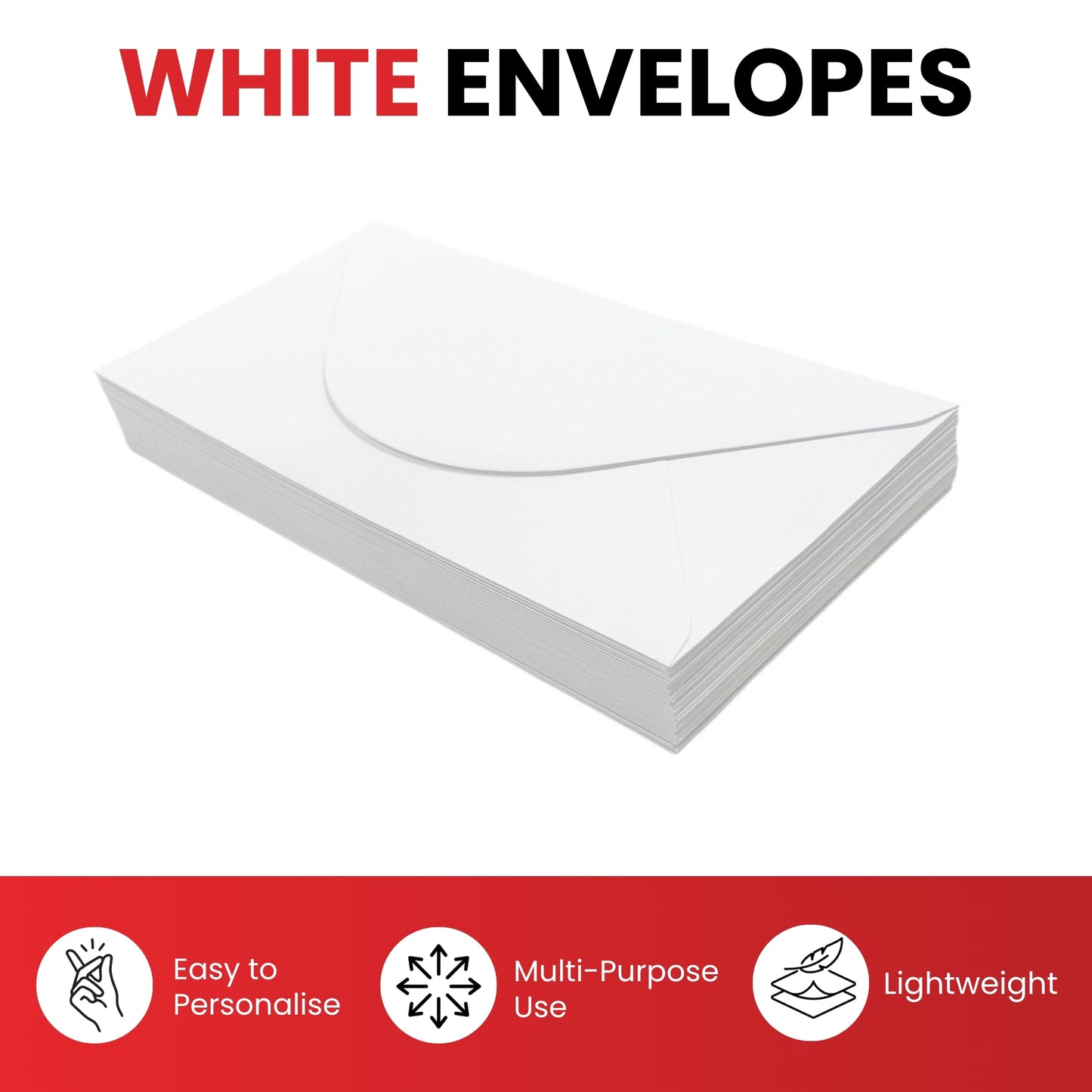 Pack of 50 White 100gsm 127x179mm Gummed Envelopes