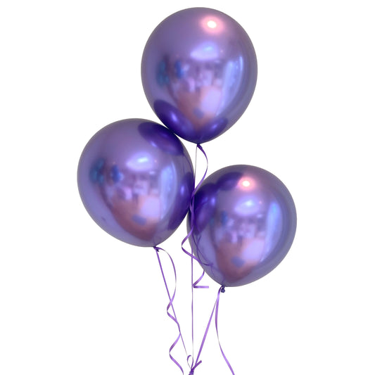 Bag of 50 Metallic Purple Colour 12" Latex Balloons