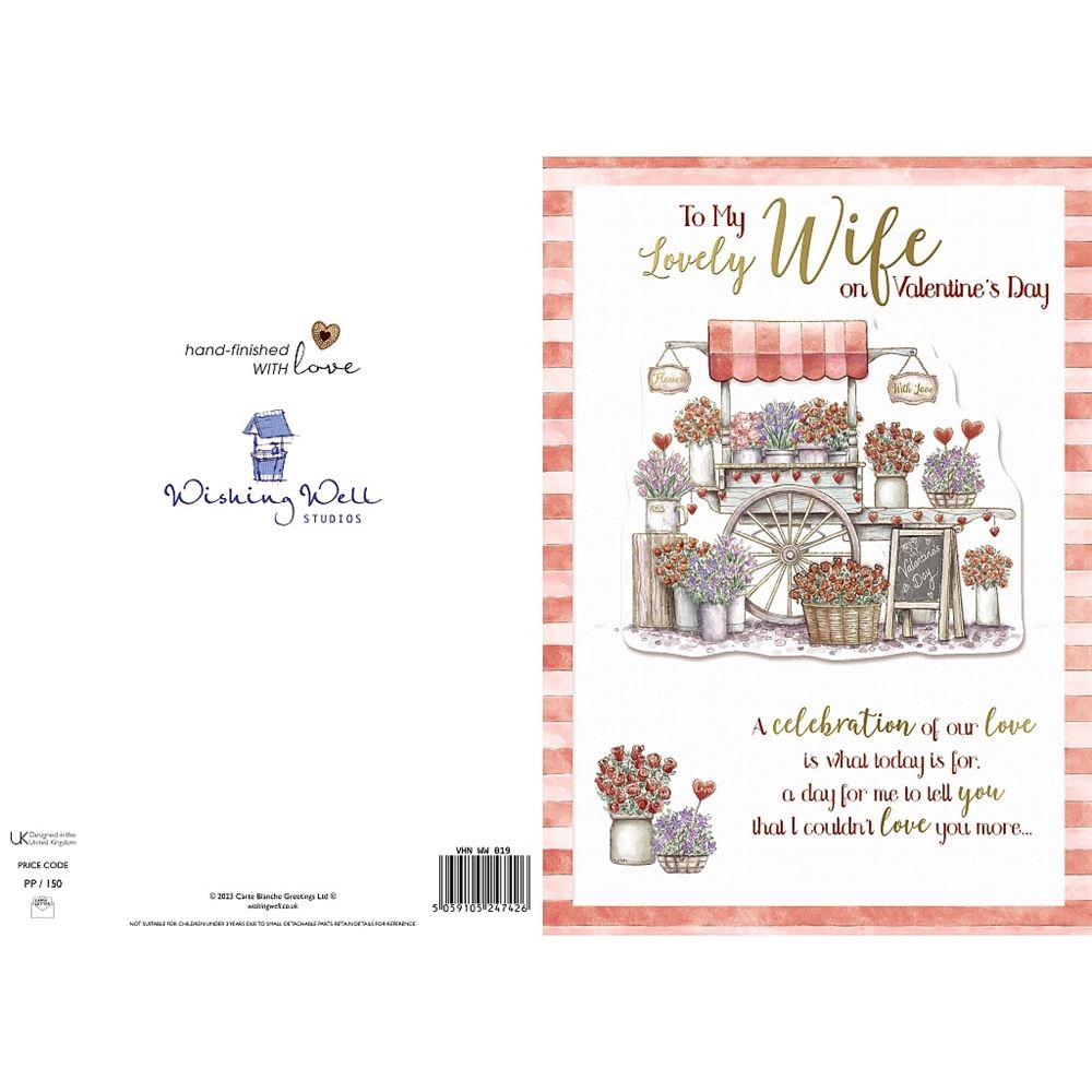 Flower Stall with Heartfelt Message Wife Valentine's Day Card