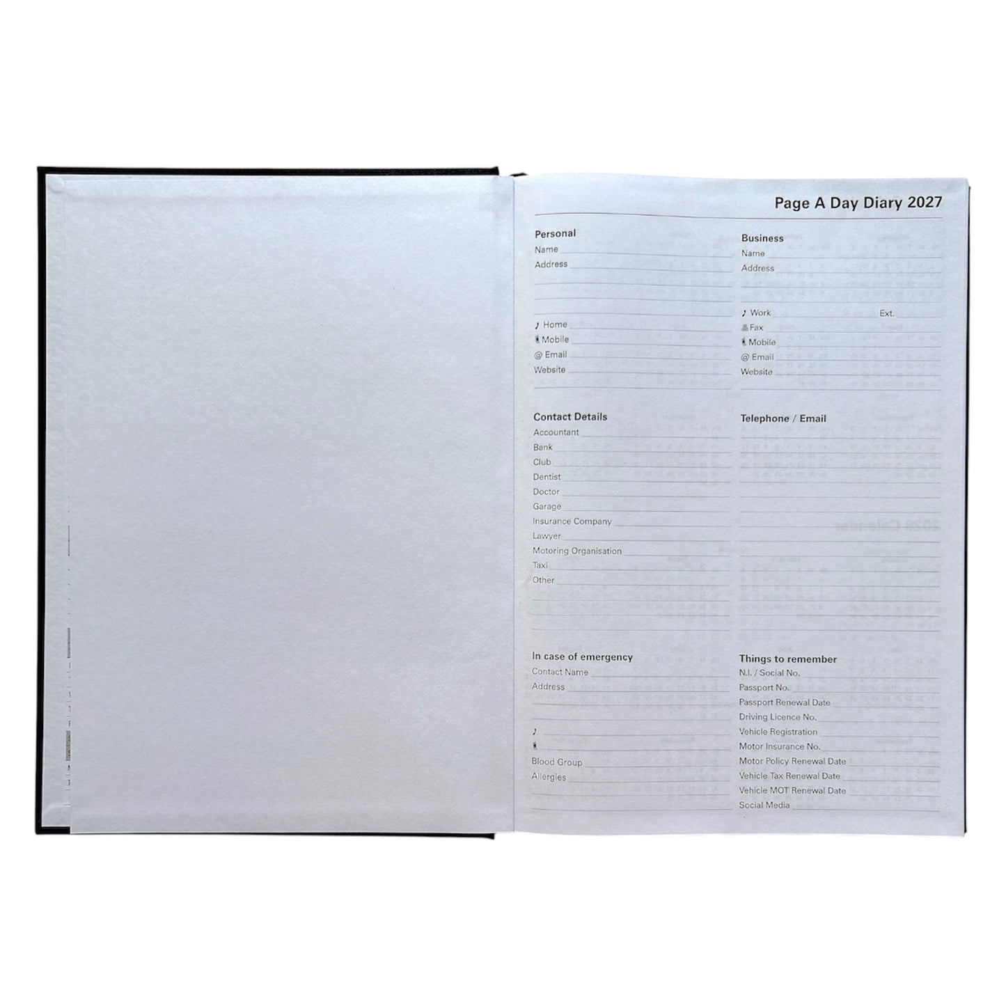 Janrax 2027 A4 Day Per Page Black Desk Diary